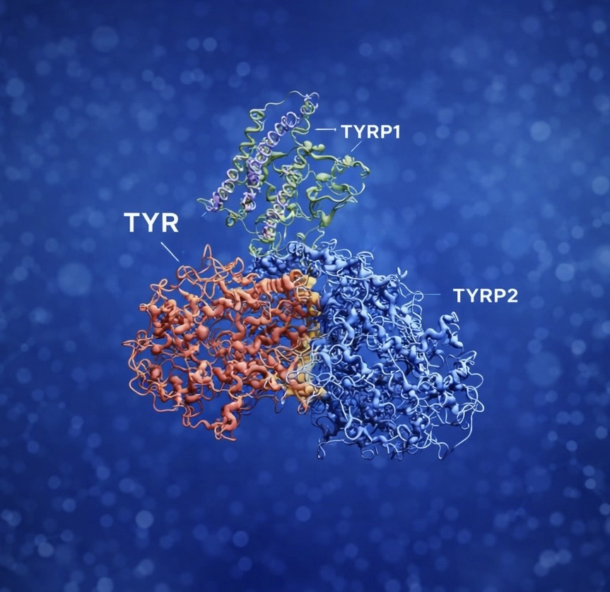 Melanogenic complex TYR-TYRP1-TYRP2